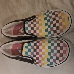 Vans Checkered Rainbow Slip On Shoes